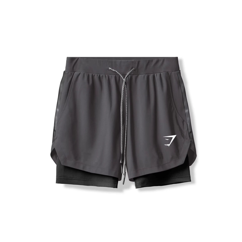 Gymshark Cross-Border New Men's Summer Running Sports Fitness Shorts Double-Layer Elastic Quick-Drying Breathable Shorts