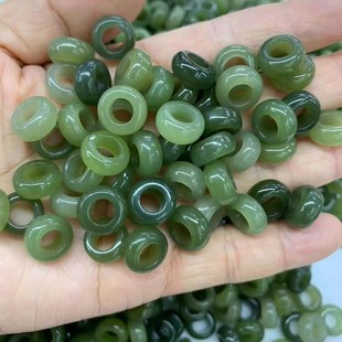 Qinghai material natural Hetian jade running ring Qinghai yellow mouth material Hetian jade ring snap ring DIY Joker with library