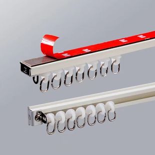 Thickened aluminum alloy non-perforated curtain track pulley slide rail double track straight track curtain rod top mounted side mounted