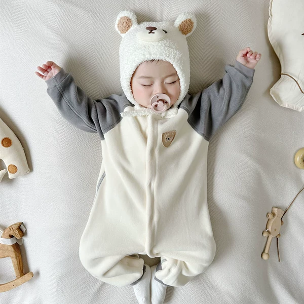 Gray 8192 Raglan Bear One Piece [Australian Velvet]