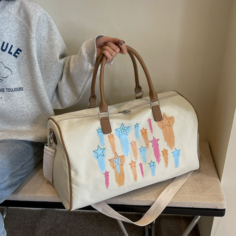 2023 nuevo bolso de viaje de lona de gran capacidad deportes bolsa de fitness estilo coreano crossbody bolsa de viaje de alto sentido
