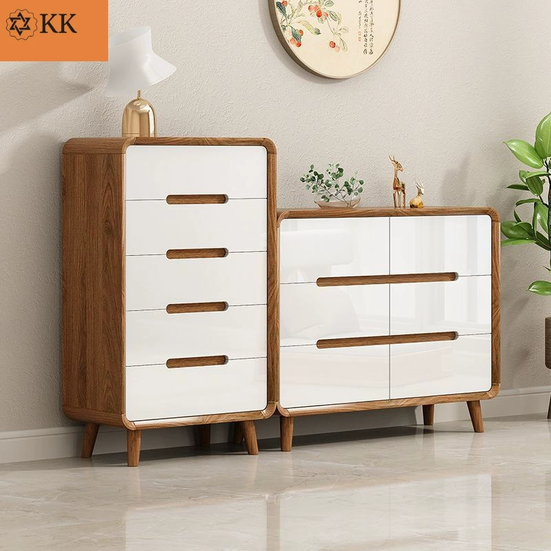 Скандинавская рама, комод из цельного дерева, новый шкаф для хранения 2025 года, напольный встроенный ящик для спальни, многослойная прикроватная тумбочка