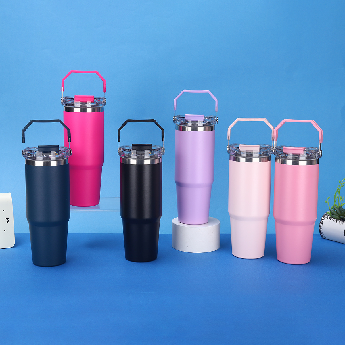 Vaso Térmico 304 Doble Capa — Botella Grande Exterior con Popote