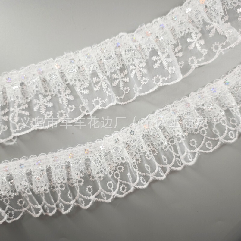 Sequin Double Layer Snow Gauze Lace Pleated Lace Skirt Home Textile Clothing DIY Toys Wrinkle Craft Accessories Accessories