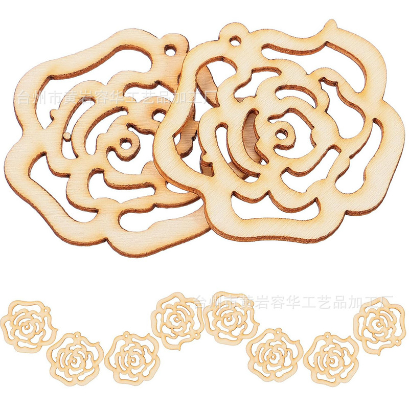 Wood Board Laser Cutting Hollow Pattern Crafts Mother's Day Rose Blank Wood Pieces DIY Carving Wood Pieces