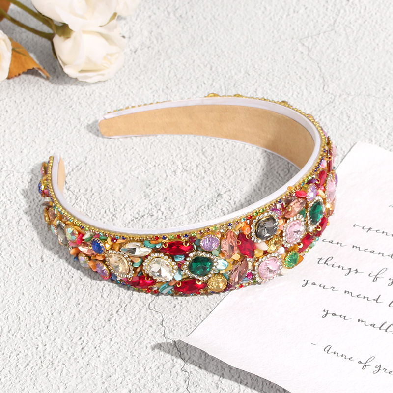 145g Weight Retro Geometric Cloth Inlay Rhinestones Hair Band