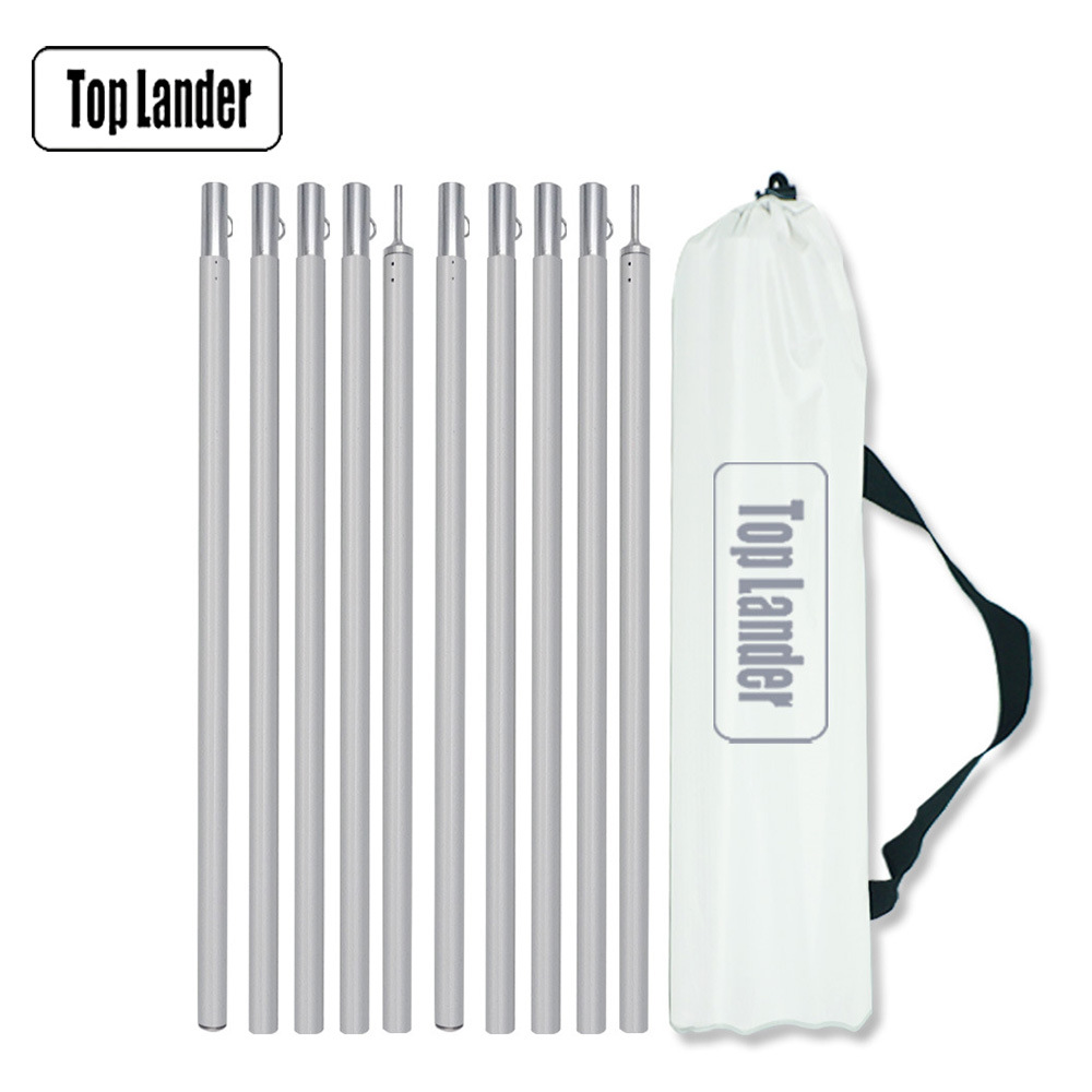 Outdoor Adjustable 1.9m Pavilion Support Pole Camping Tent Poles Entrance Aluminum Rod with Storage Bag