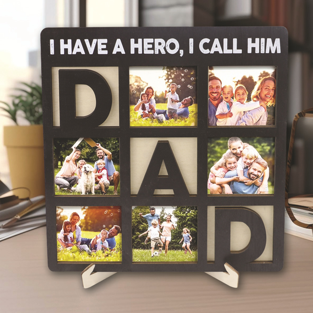 Wooden mom and dad nine-square grid photo frame for mom and dad…