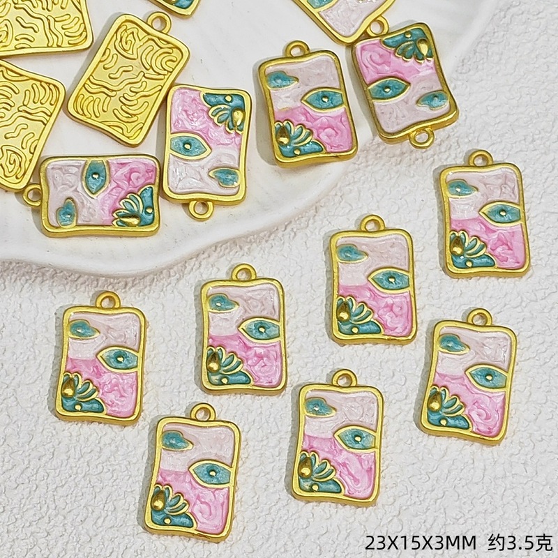 莫奈花园郁金香吊坠沙金花朵保色挂件diy小清新手链项链饰品配件|undefined