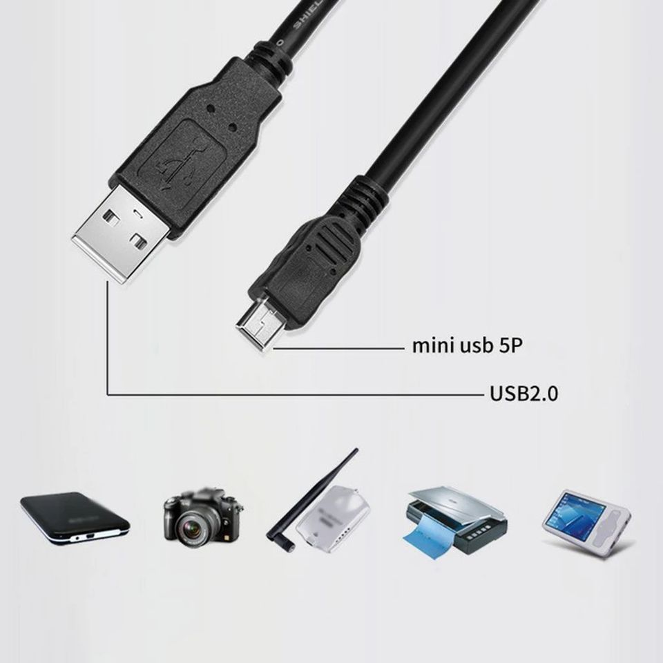 Todo cobre negro miniusb cable V3 mini 5PIN cable de datos T puerto cámara teléfono móvil cable de carga cable