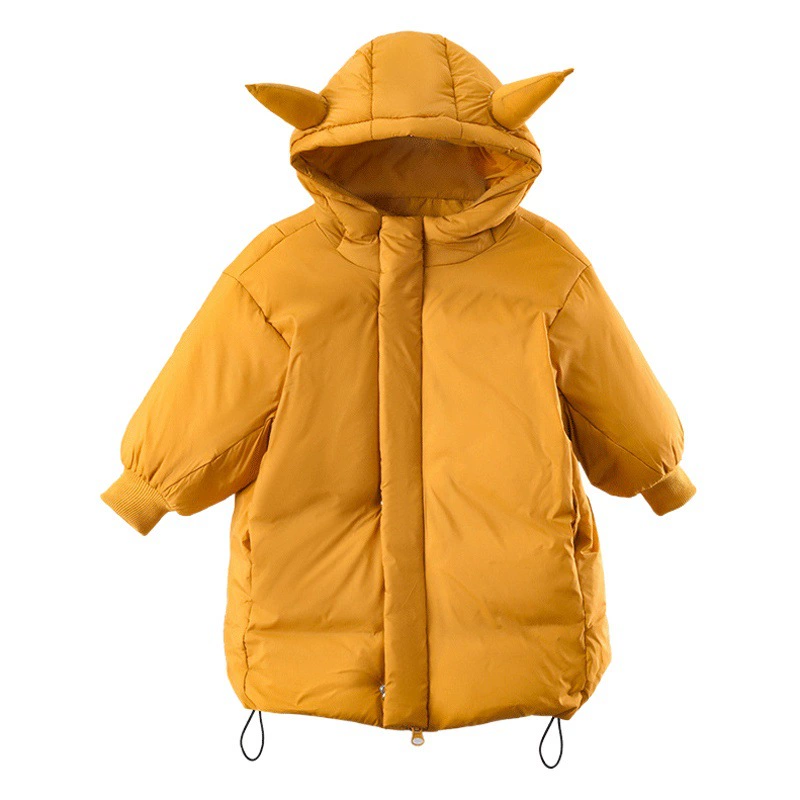 Детская одежда: пуховик для мальчиков, новая модель 2025 года, длинное зимнее пальто из белого утиного пуха для малышей, модное для прогулок
