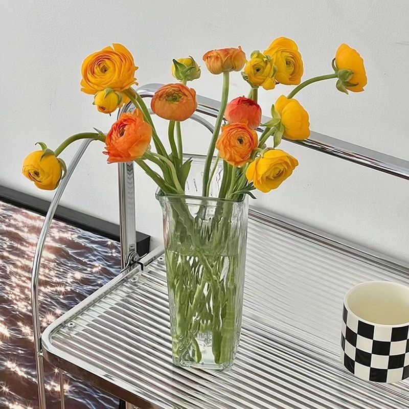 INS estilo florero de vidrio simple arreglo de flores transparente flor hidropónica planta verde florero sala de estar mesa de comedor Decoración