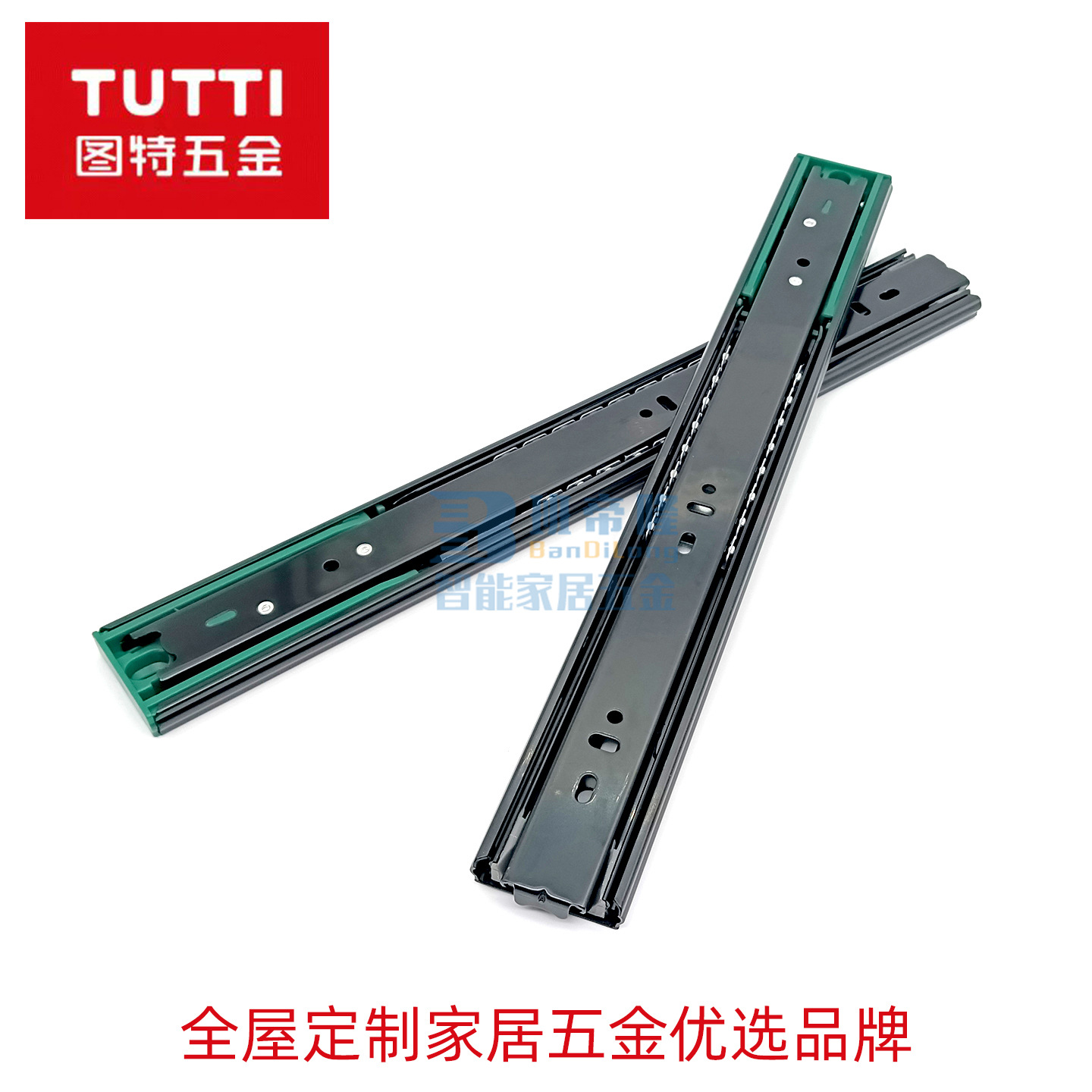 原厂图特三节钢珠抽屉导轨滑道橱柜衣柜侧装静音自弹反弹抽屉滑轨