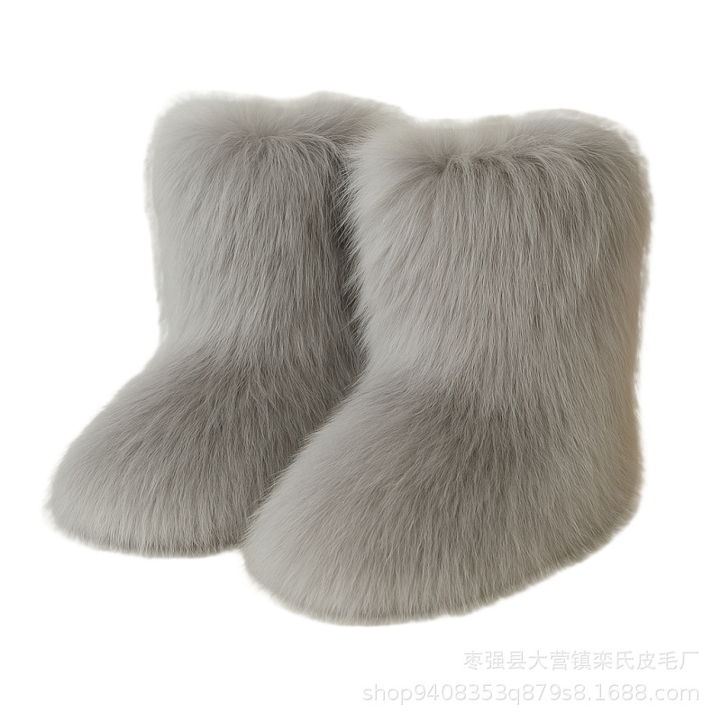 Botas de Nieve de Piel Sintética y Felpa Térmicas para Invierno