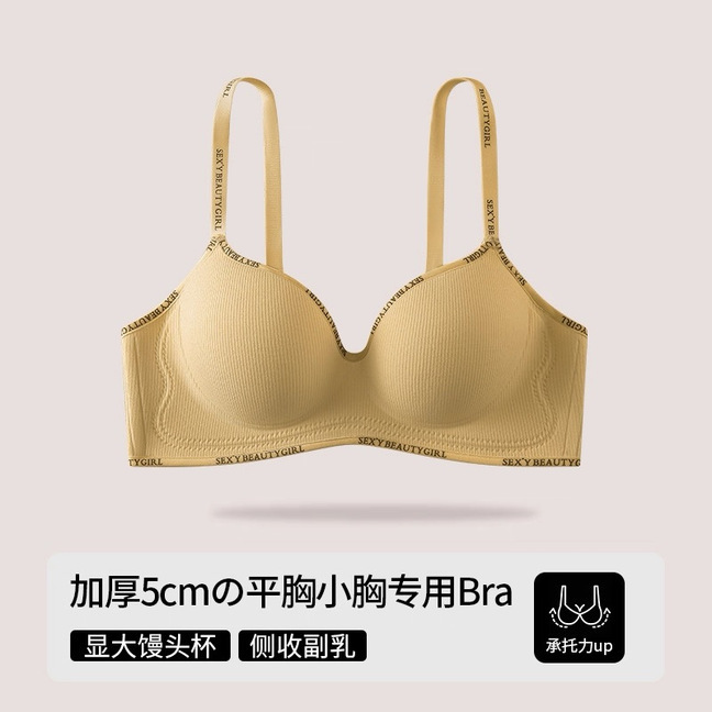 5cm加厚内衣女聚拢小胸显大夏无痕无钢圈防下垂收副乳字母文胸罩|undefined