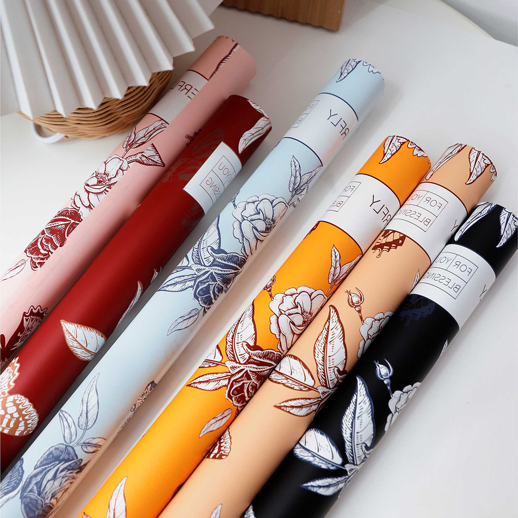 Papel de pluma de mariposa de flores de estilo retro papel de embalaje de flores impermeable florista papel de embalaje de flores