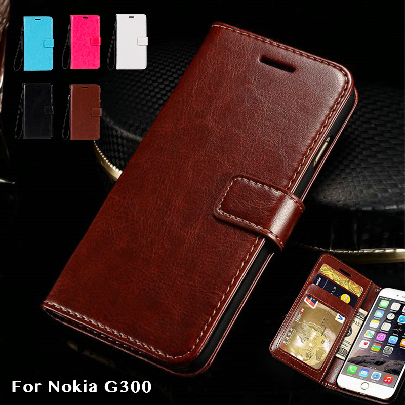 适用诺基亚Nokia G300手机壳疯马纹钱包式插卡皮套支架手机保护套