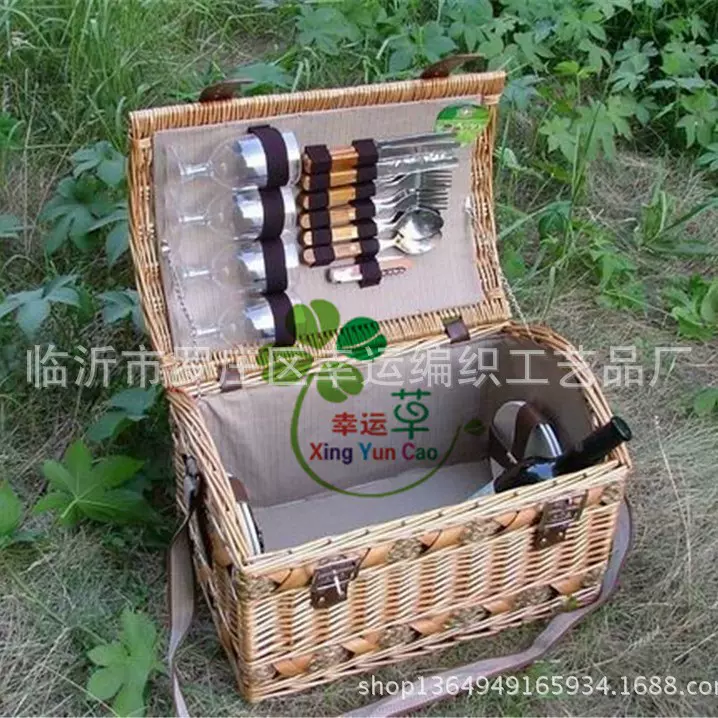 柳编野餐篮手提篮厂家野餐编织批发鸡蛋水果篮手提户外购物篮鸡蛋