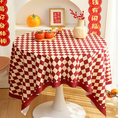Waterproof and Oil-Proof Light Luxury High-End Red Round Tablecloth for New Year, Mahjong Table, Dining Table, Disposable Table Mat