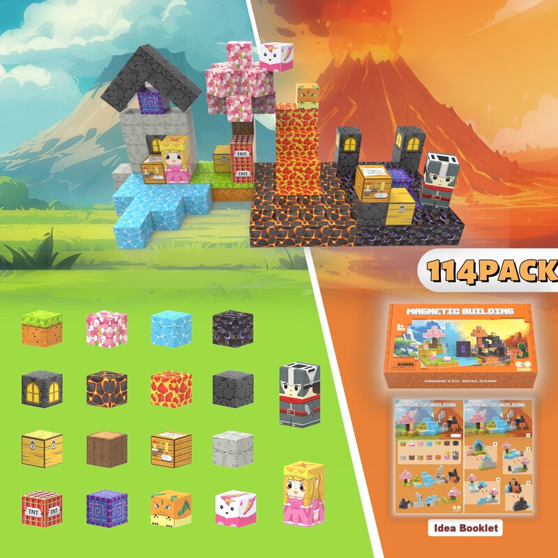クロスボーダーマインクラフト磁気ブロックビルディングブロック磁気ブロックセットさくらプリンセスナイト STEM 感覚おもちゃ|undefined
