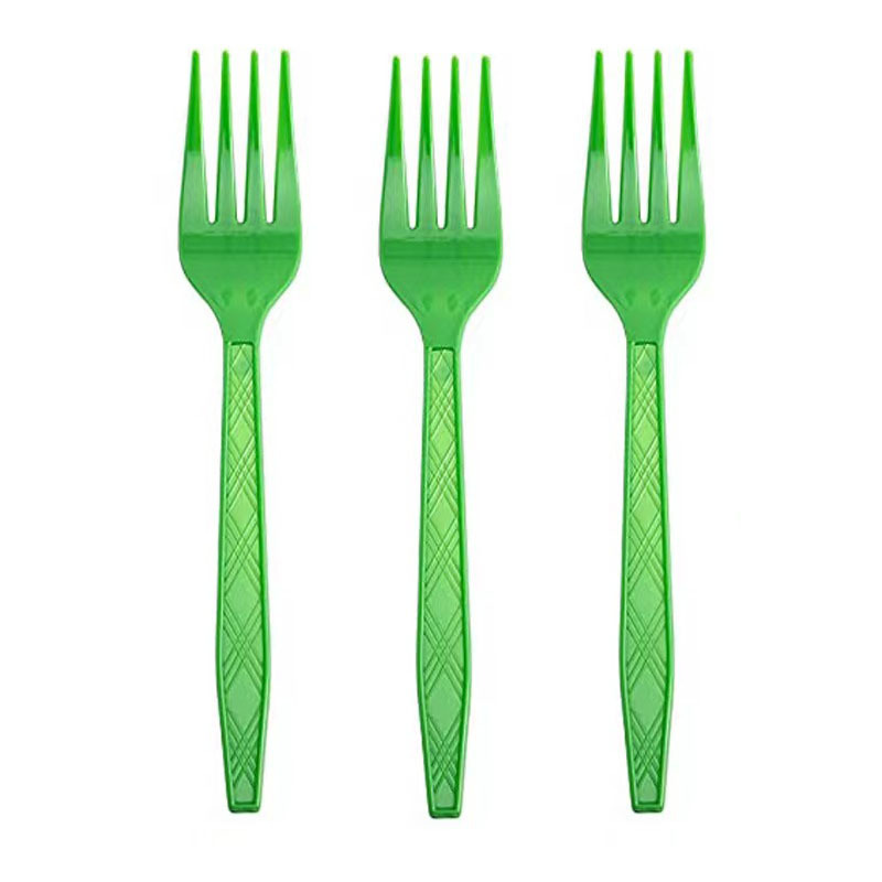 25 piezas transfronterizas Amazon PS desechable de plástico cuchillo, tenedor y cuchara vajilla de tres piezas conjunto de banquete de la torta del partido