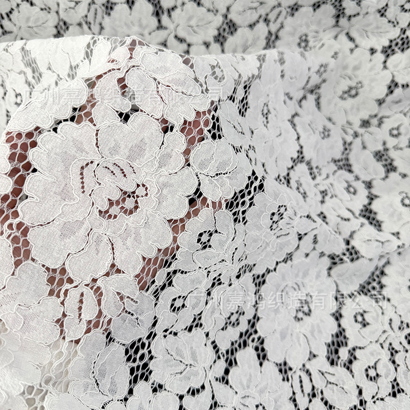 Tejido de encaje de pestañas de explosión, tela de encaje de gran flor para hacer falda, vestido, tela de mujer 140 * 142cm