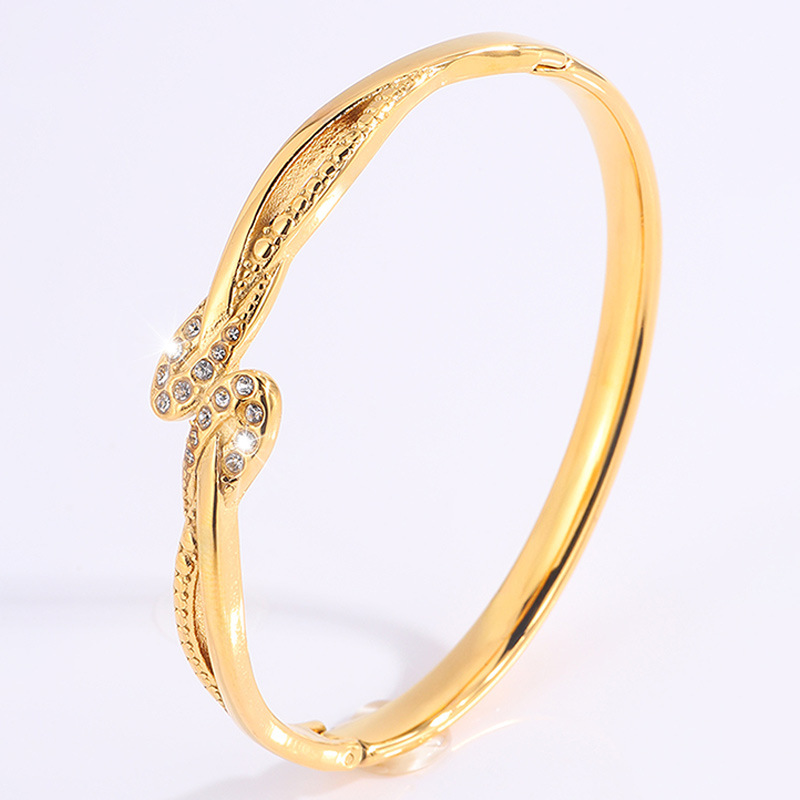 Nueva pulsera europea y americana no desvanecerse de moda galvanizado personalidad diamantes de acero inoxidable acero titanio transfronterizo pulsera de acero titanio mujer