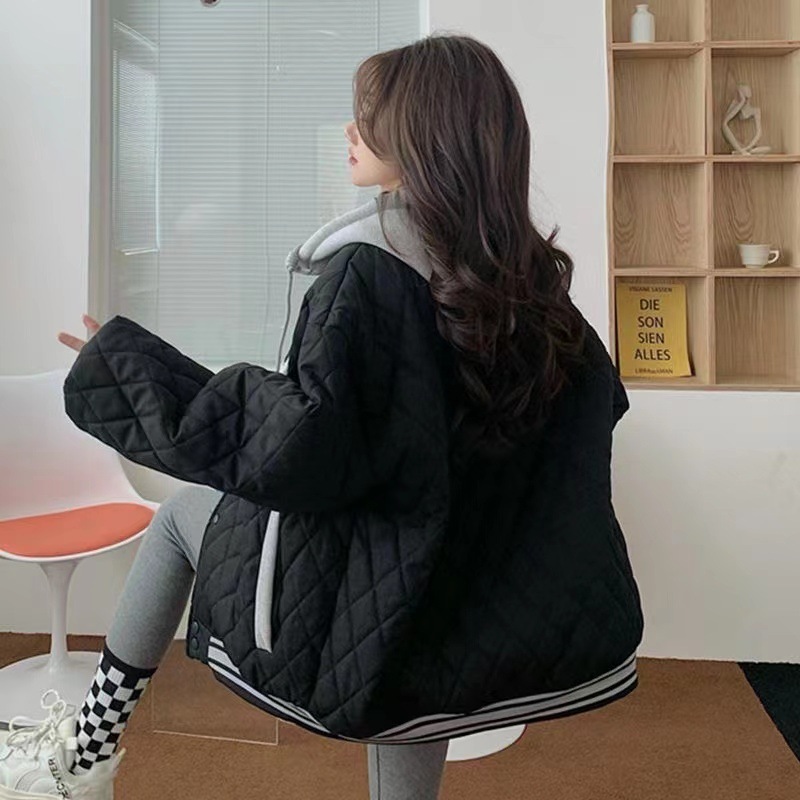 宽松棉服少女生冬装2025年新款初中高中学生棉袄中长款棒球棉衣外|undefined