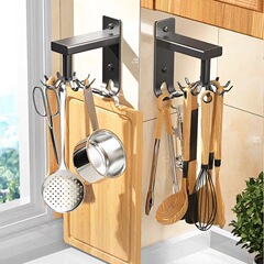 廚房壁掛式鍋鏟勺子掛架廚具收納架免打孔旋轉掛鈎掛杆置物架神器