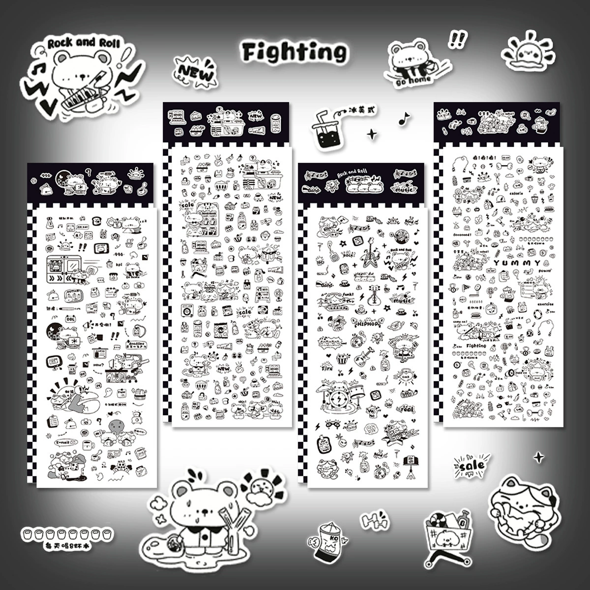 Может быть творческим авторизованным отечественным оригинальным черно-белым граффити наклейки милые мелкие элементы DIY ручной счет материал украшение