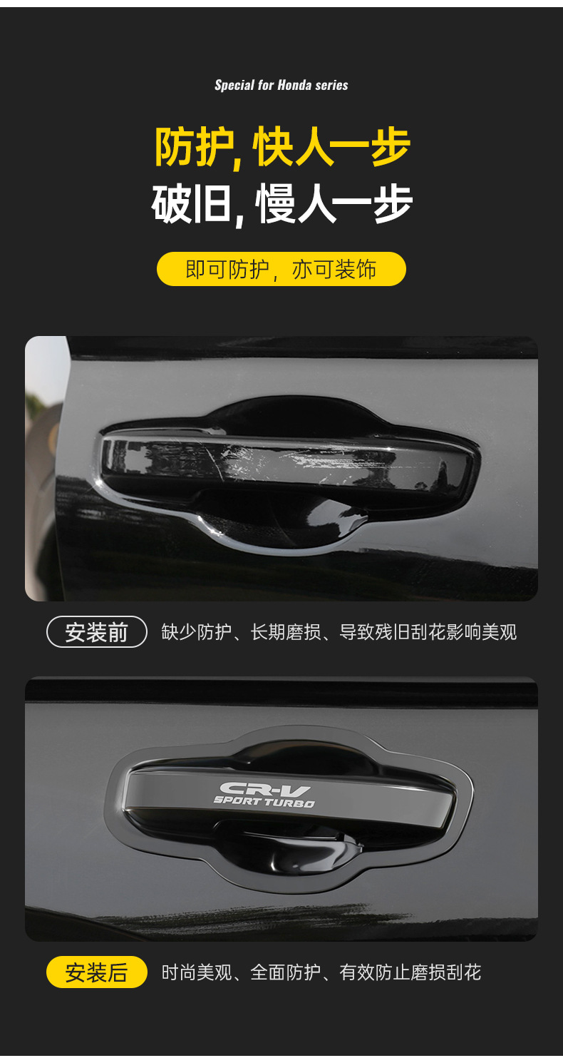 Suitable for 2017-2026 Honda New Crv Exterior Door Handle Bowl Sticker, Haoying Car Door Handle Protection and Decoration Accessories