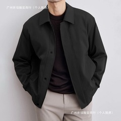 美ラード2025春秋新作男性行政襟折りジャケットのファッション感純色コート
