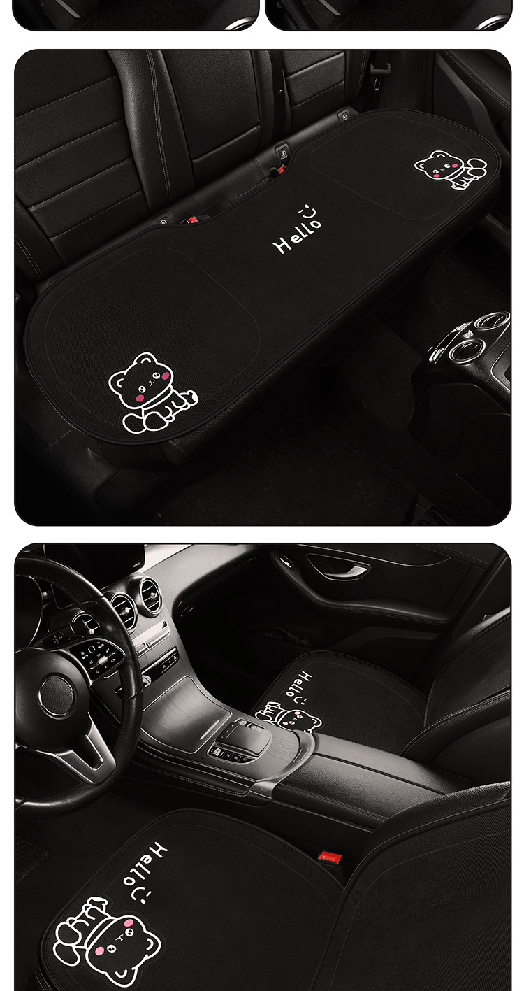 Car seat cushion, suitable for all seasons, cute half-cover car seat pad, three-piece set, rear seat goddess style breathable cushion