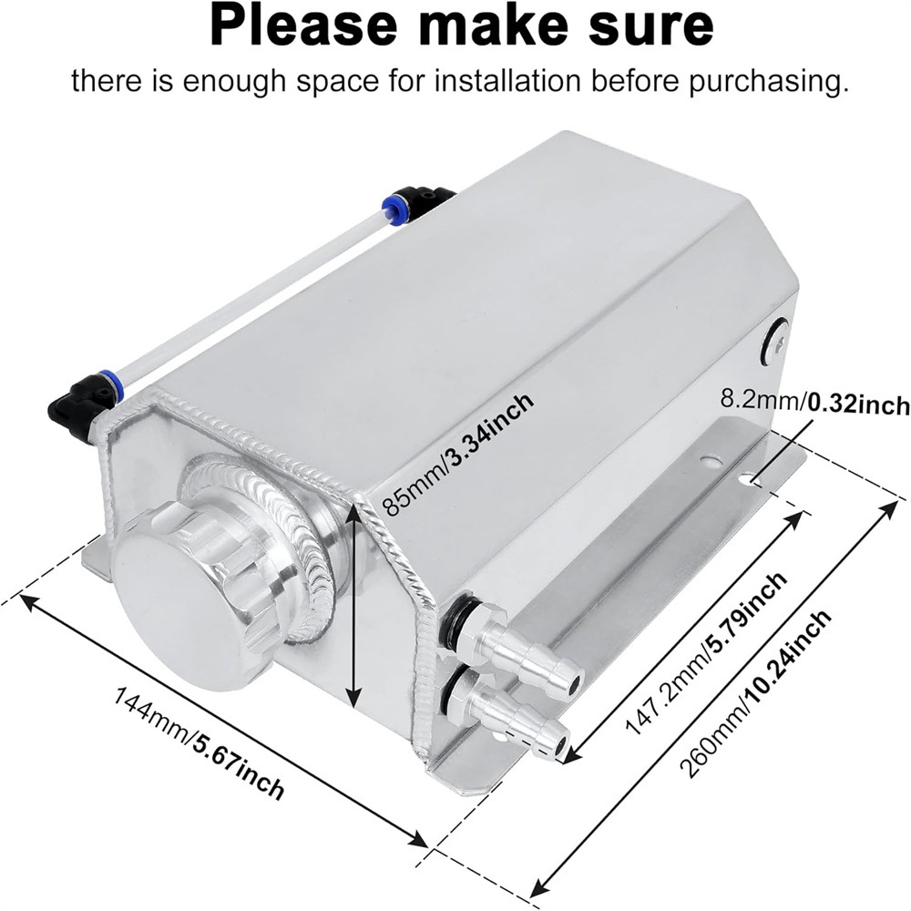 Ebay Amazon Hot Selling Car Modification Accessories Square Type Breathable Oil Pot Modification 1L 2L Fuel Tank Universal Car