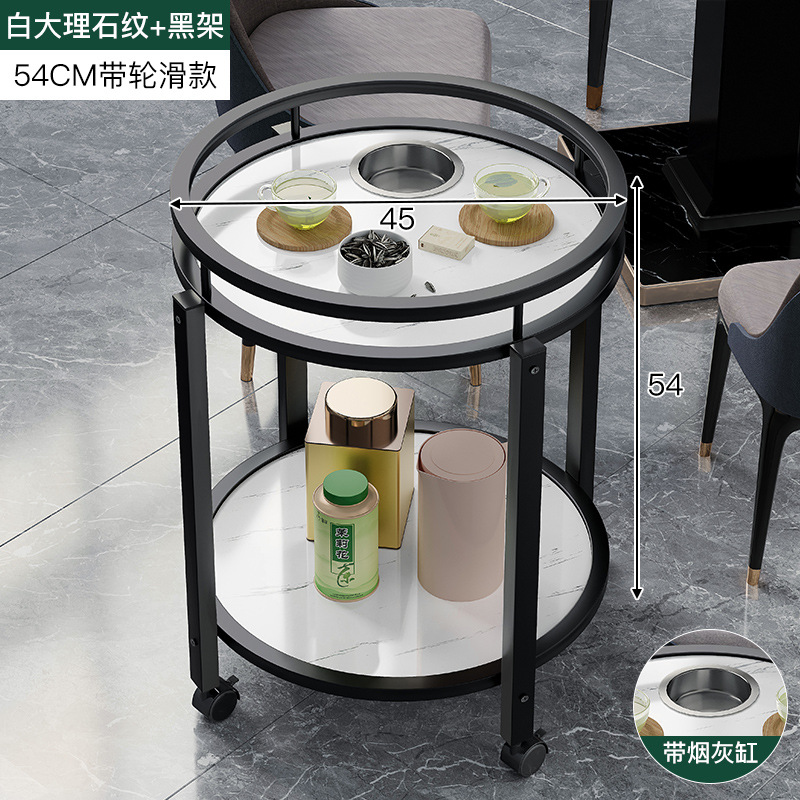 Mesa de Mahjong mesa lateral estante de té de doble capa redonda sala de ajedrez dedicado Cenicero mesa de té Mahjong mesa lateral pequeña mesa de té