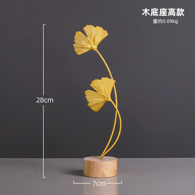 Ginkgo biloba ornamentos de hierro fundido nórdico creativo en el hogar sala de estar decoración de armario de vino de entrada artesanía de metal de lujo ligero image 8