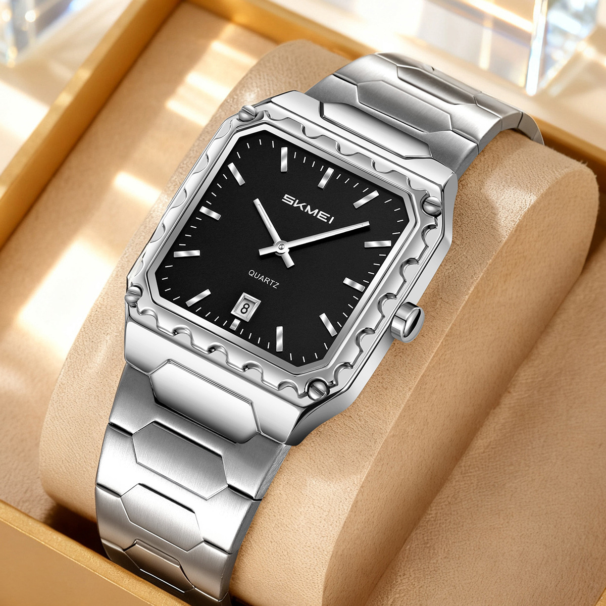 Momento de acero transfronterizo calendario de hombres relojes de cuarzo impermeable de negocios relojes punteros relojes de pulsera fábrica al por mayor