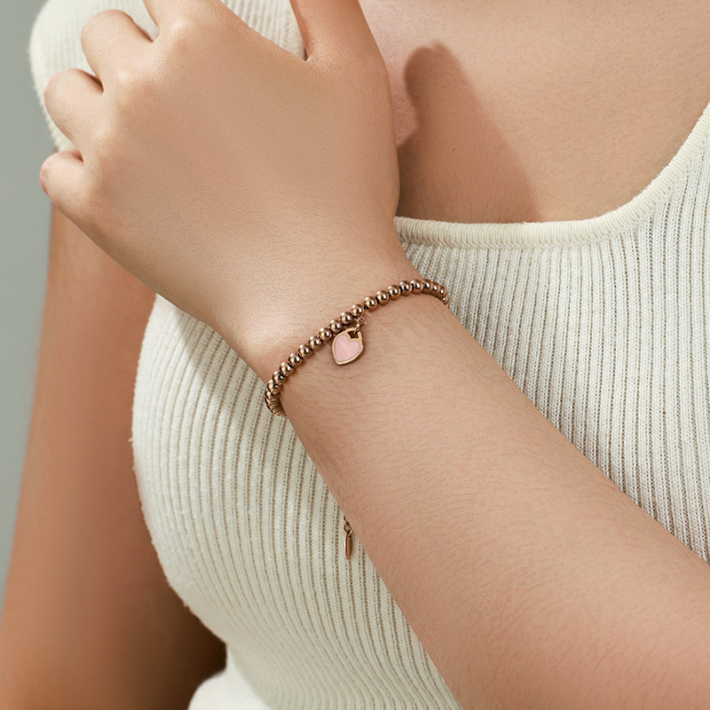 Esmalte de la joyería Xuking colorido corazón redondo pulsera de cuentas diseño de nicho femenino de alta calidad con cuentas de joyería de moda