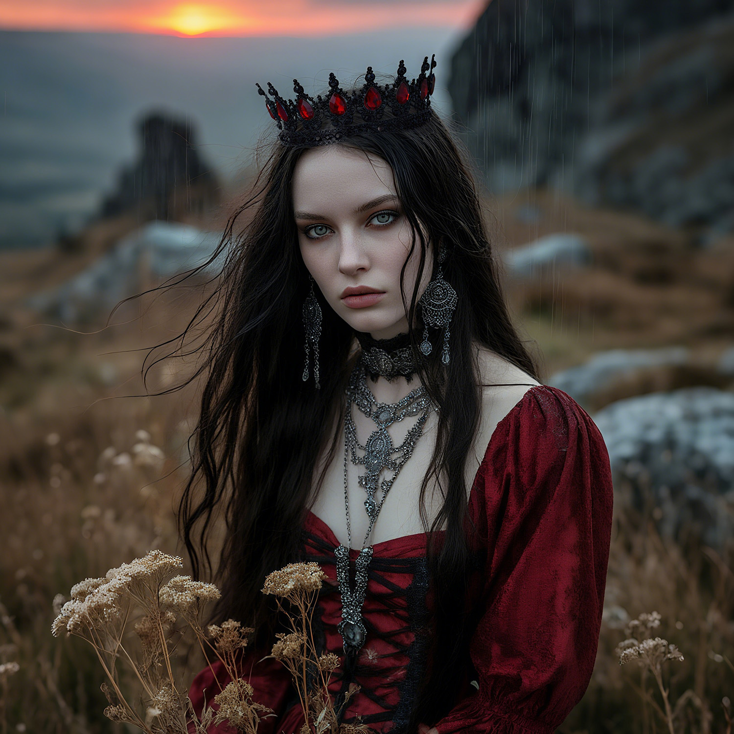 Cabecería de corona oscura corona de diamante negro adornos de pelo Halloween Día de los Muertos vestidos accesorios de estilo