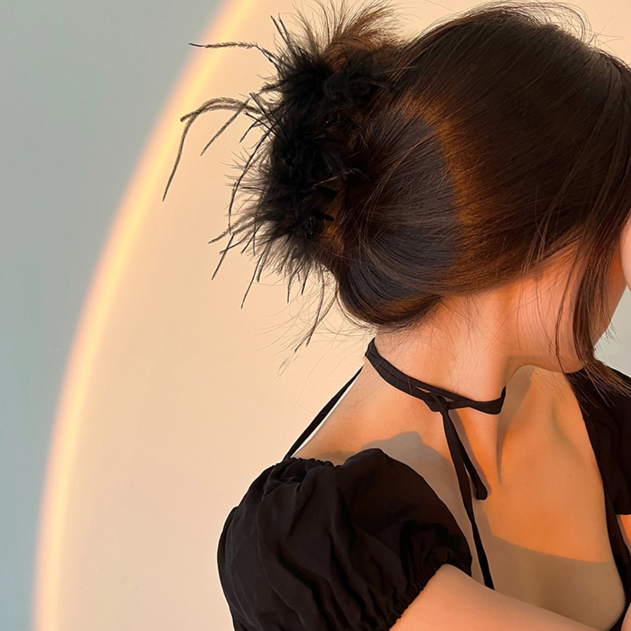 Feather Hair Clip Elegant Ostrich Feather Claw Clip For Hair_voghion.com