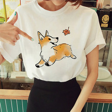 Corgi TShirt Women 新款可爱柯基狗印花休闲圆领体恤情侣装T恤