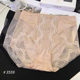 三条装魅丽翘大版国风新中式轻奢缎面蕾丝内裤女性感无痕三角裤女