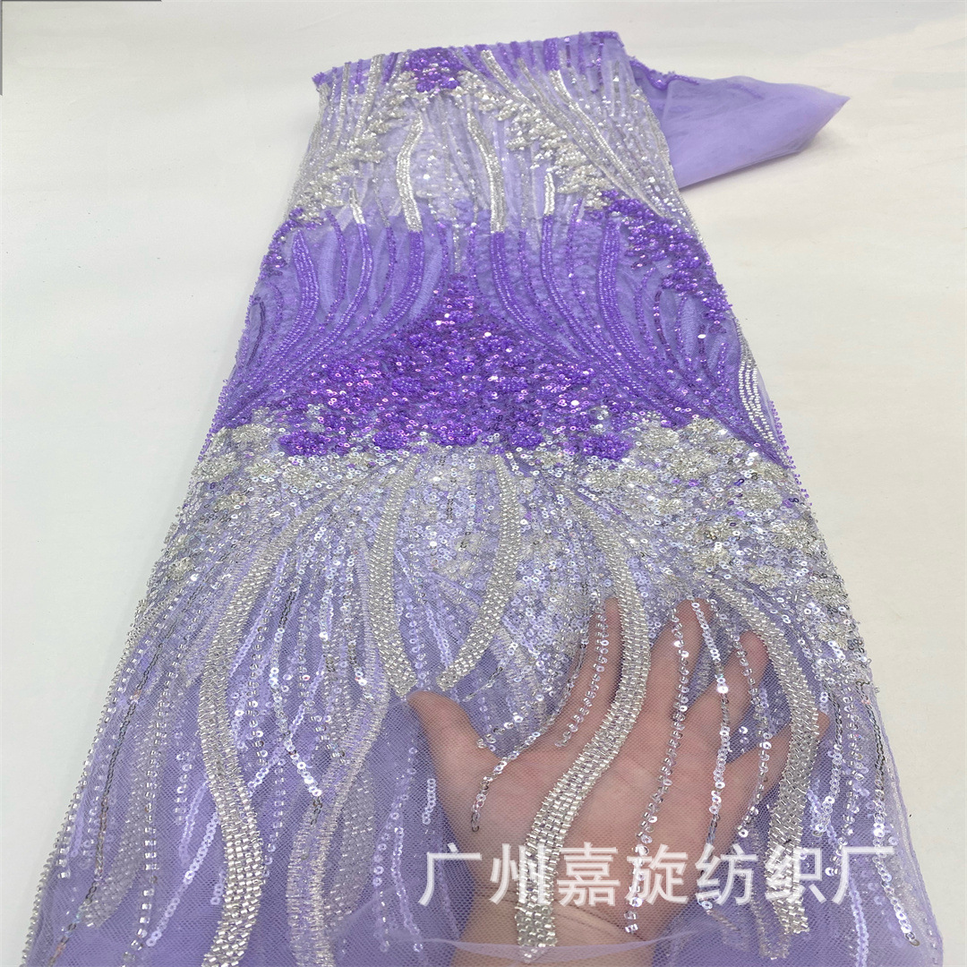 Nuevo vestido de dos colores gradiente flor tubo de cuentas sequinado bordado de alta gama tela de malla vestido de boda moda desfile tela