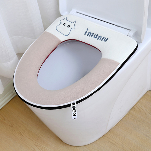 Toilet seat cover for all four seasons, bathroom toilet waterproof warm zipper toilet seat cover