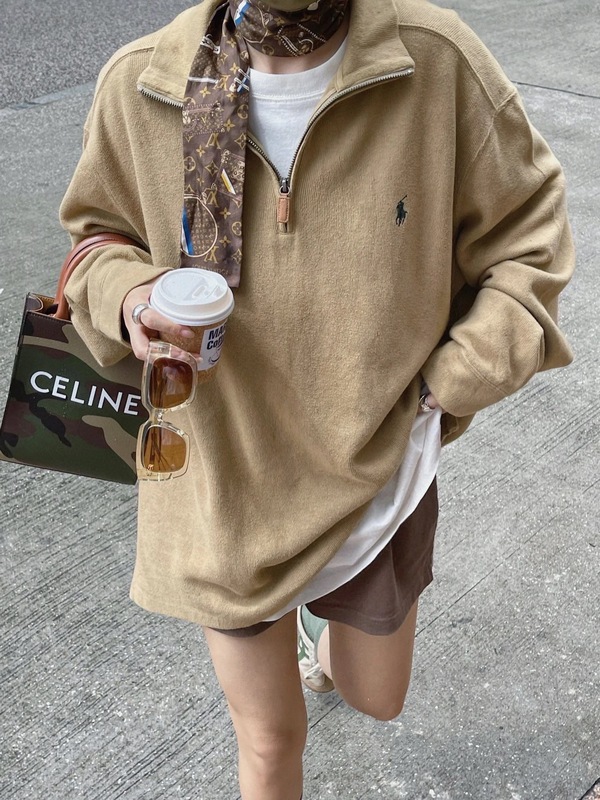 RL拉夫劳伦小马标复古POLO衫翻领刺绣半拉链套头宽松百搭卫衣男女|undefined