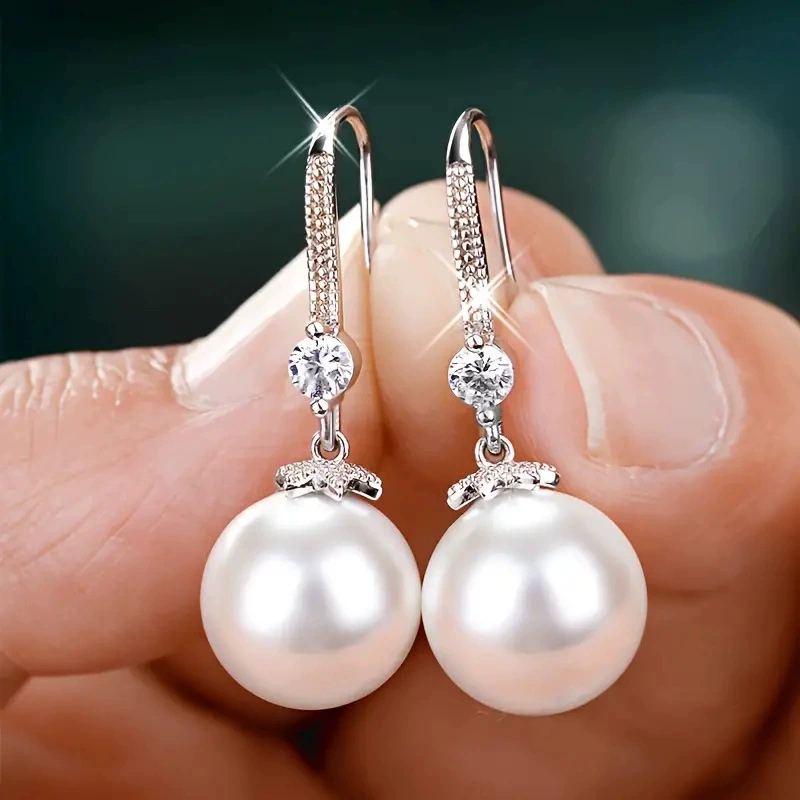 White pendant from pearl, silver sophisticated elegant earrings, Birthday gift