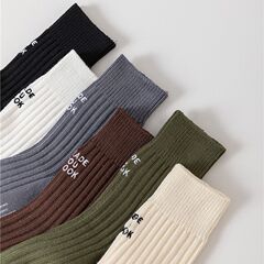 襪子男粗針粗線運動襪ins潮前後刺繡英文字母中筒襪男士籃球棉襪