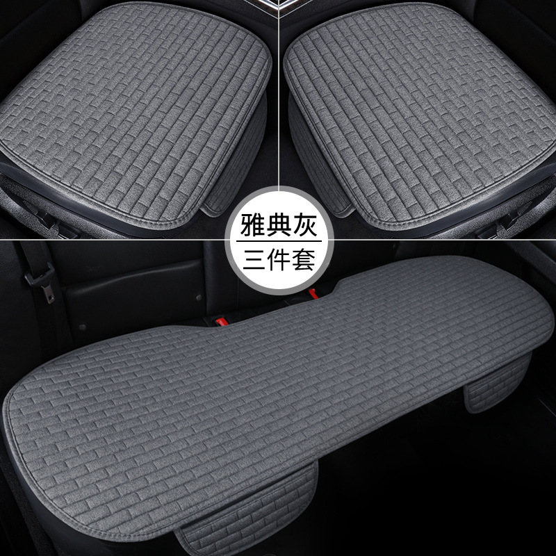 Cojín del asiento de coche conjunto de tres piezas de un solo coche base de respaldo coche conjunto completo cojín del asiento de lino cuatro estaciones cojín al por mayor image 11