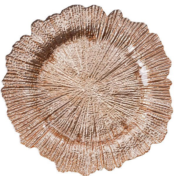 Nuevo diseño de decoración de mesa de boda plástico transparente cargador de borde irregular placa de melamina transparente redonda