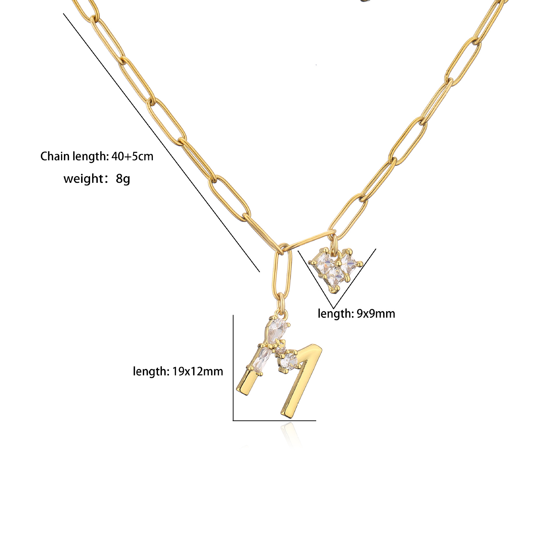 Zircon Micro-Inlaid Heart-Shaped English Letter Necklace Stainless Steel Necklace